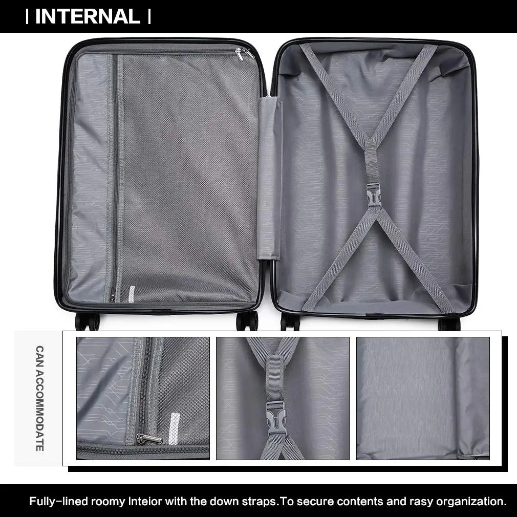 Kono 24 inch Medium Check in Luggage 66L TSA Lock Lightweight Polypropylene Hard Shell Suitcase