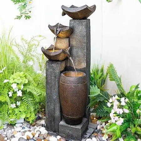 Outdoor Fountain with Lights - Patio Water Fountains Outdoor for Outdoor Gardens Backyards Lawns Balconies Landscaping and Outdo