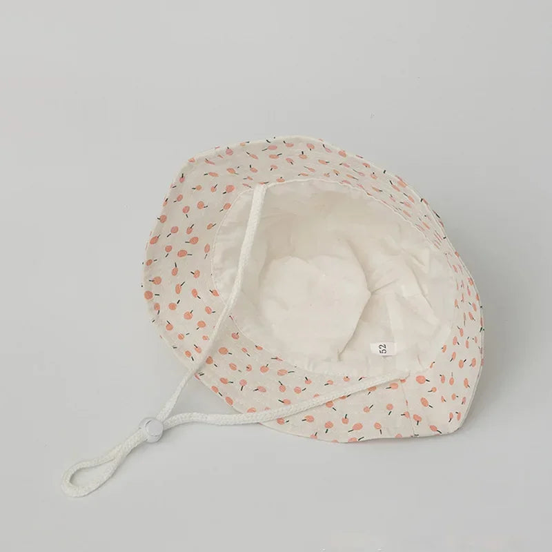 1-12Year Kids Fisherman Hat Pink Print Girl Baby Bucket Hats Cotton Breathable UV Protection Basin Cap Children Sunshade Visors