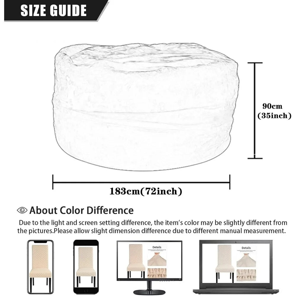 Giant Bean Bag Chair for Kids Adults, 6ft 7ft Bean Bag Chair (No Filler) Washable Jumbo Bean Bag Sofa Sack Chair Large Lounger F