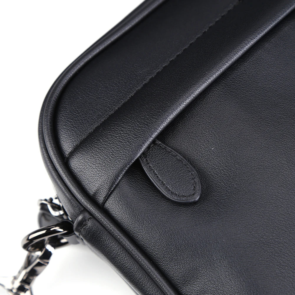 Casual Business Shoulder Bag for Men PU Leather Messenger Bag Wide Strap Crossbody Bags Classic Plaid Designer Male Sling Bags