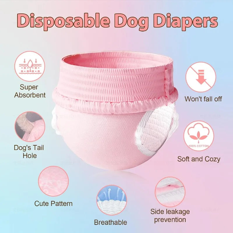 Disposable Dog Diapers Female, Just Pull It Up, Doggie Diapers for Female Dogs, Strong Absorbency | Leak Proof, for Do