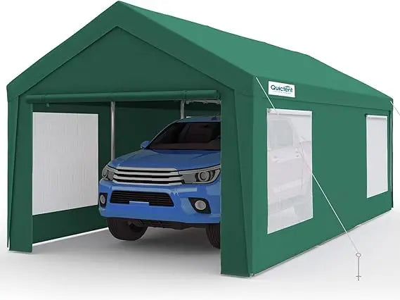 12x20 ft Heavy Duty Carport Canopy Galvanized Car Tent Outdoor Garage Boat Shelter with Reinforced Structure with Roll-up Venti