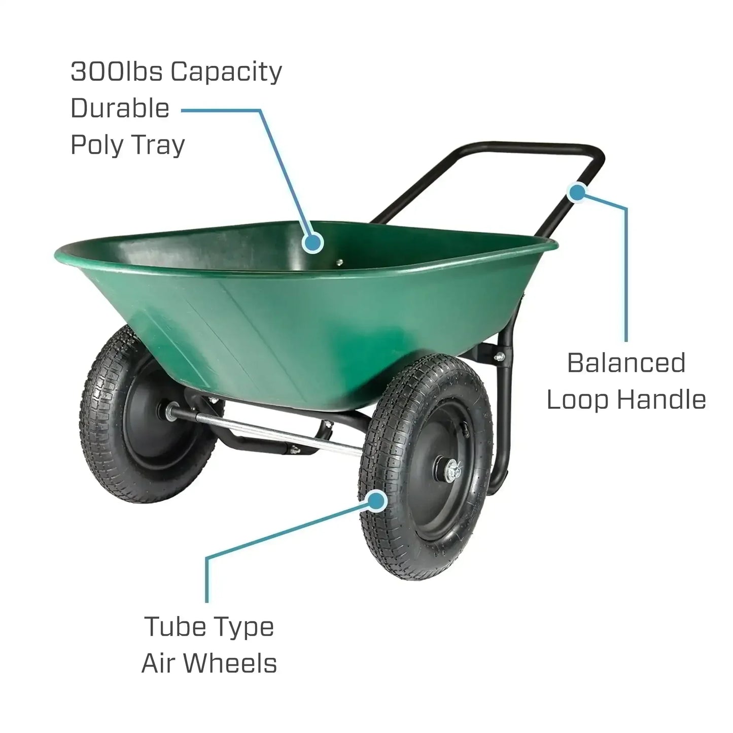 Yard Rover 2 Tire Wheelbarrow, 300 lb Capacity