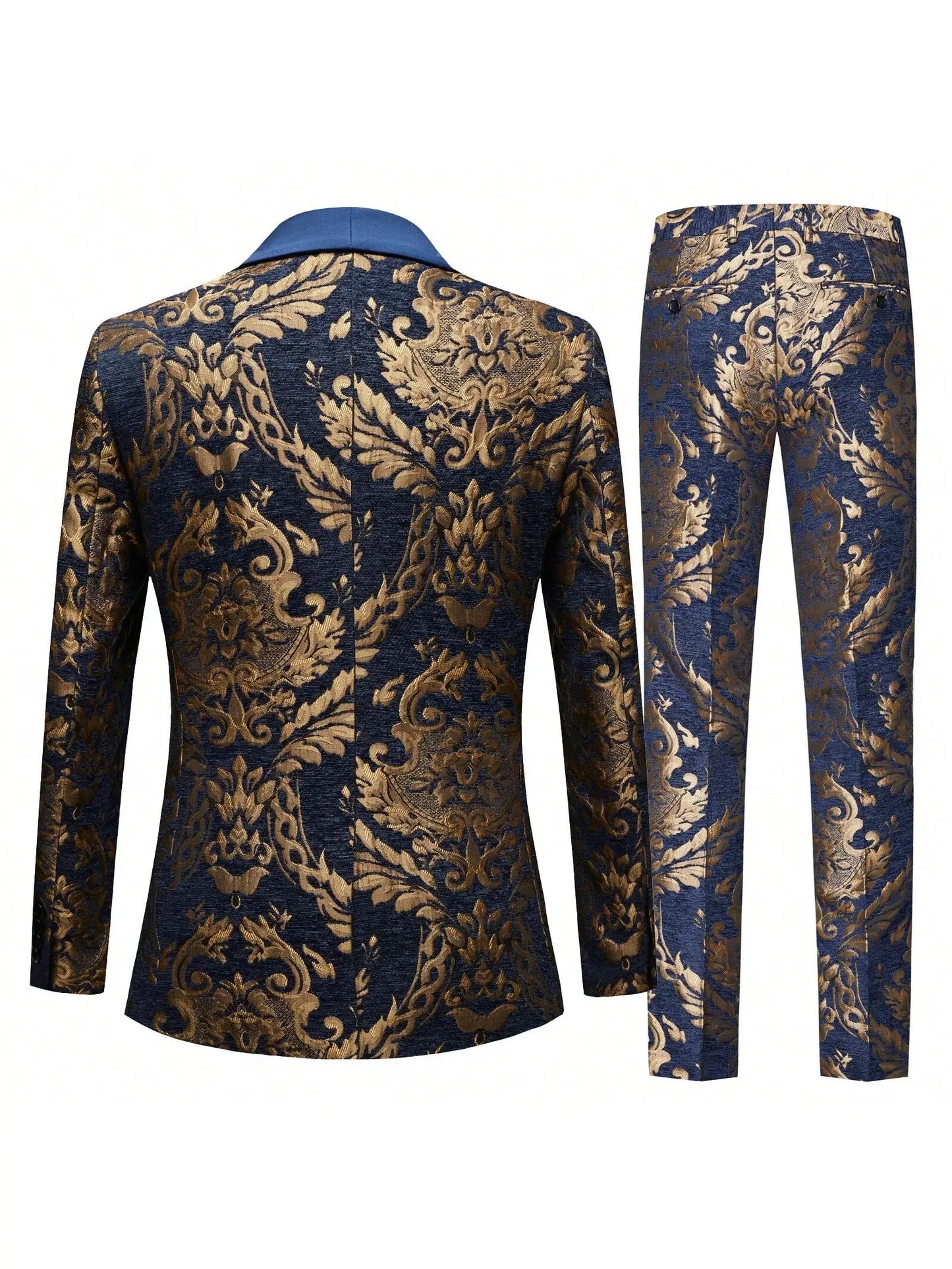 Mens Suit Jacquard Silm Fit 2-Piece Shawl Lapel Tuxedo Wedding Party Prom Suit Set