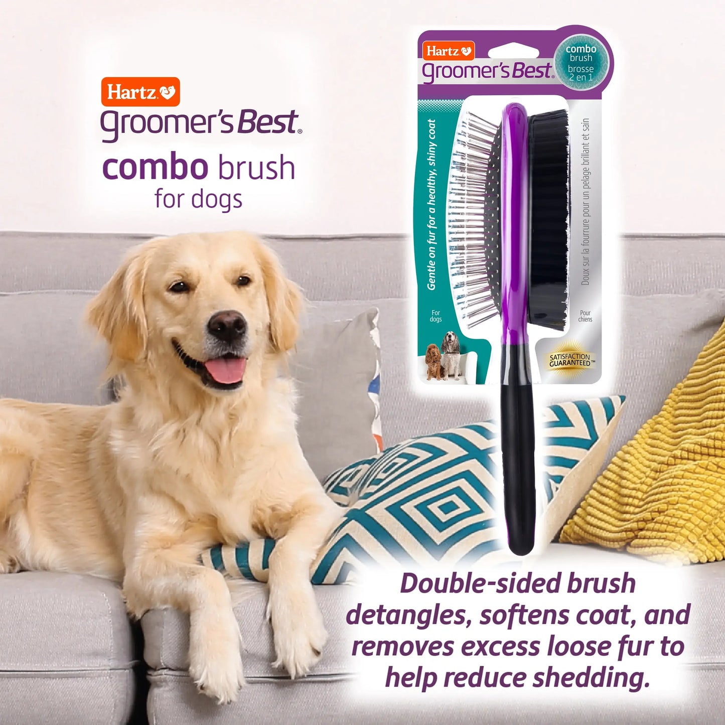 Groomer's Best Combo Brush for Dogs - Dual Action Tool