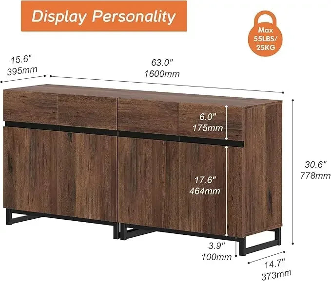 Multifunctional Sideboard Buffet Cabinets,Modern Sideboard with Adjustable Shelf and Metal Base,Coffee Bar Cabinet Storage