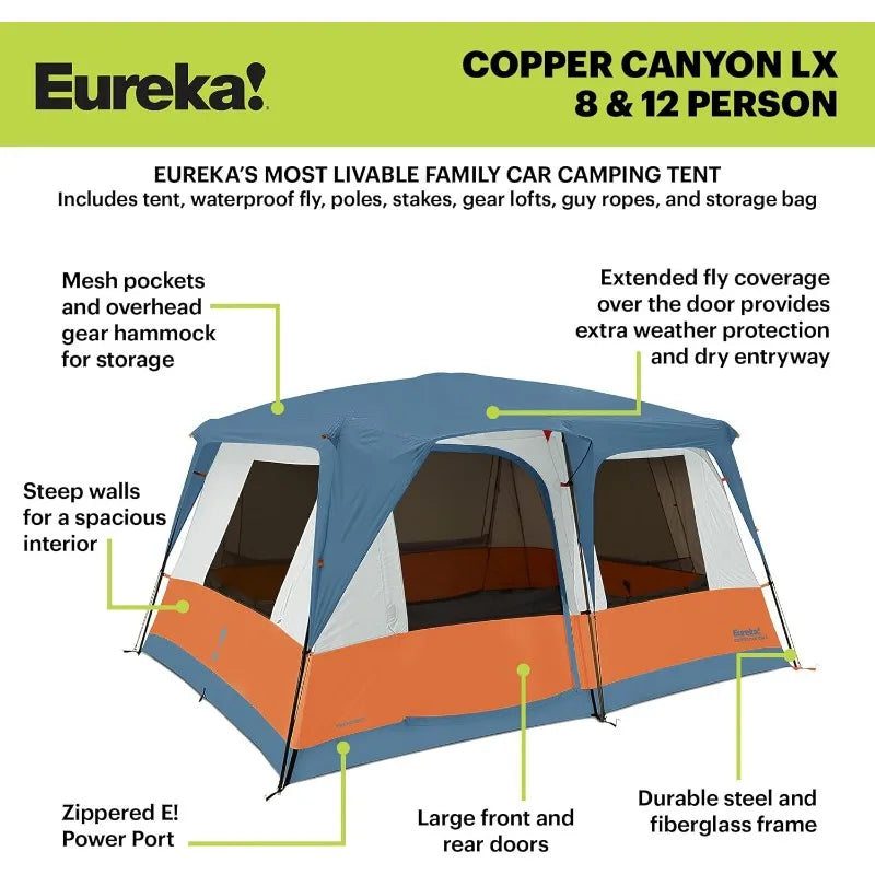 Eureka! Copper Canyon LX, 3 Season, Family and Car Camping Tent (4, 6, 8 or 12 Person)
