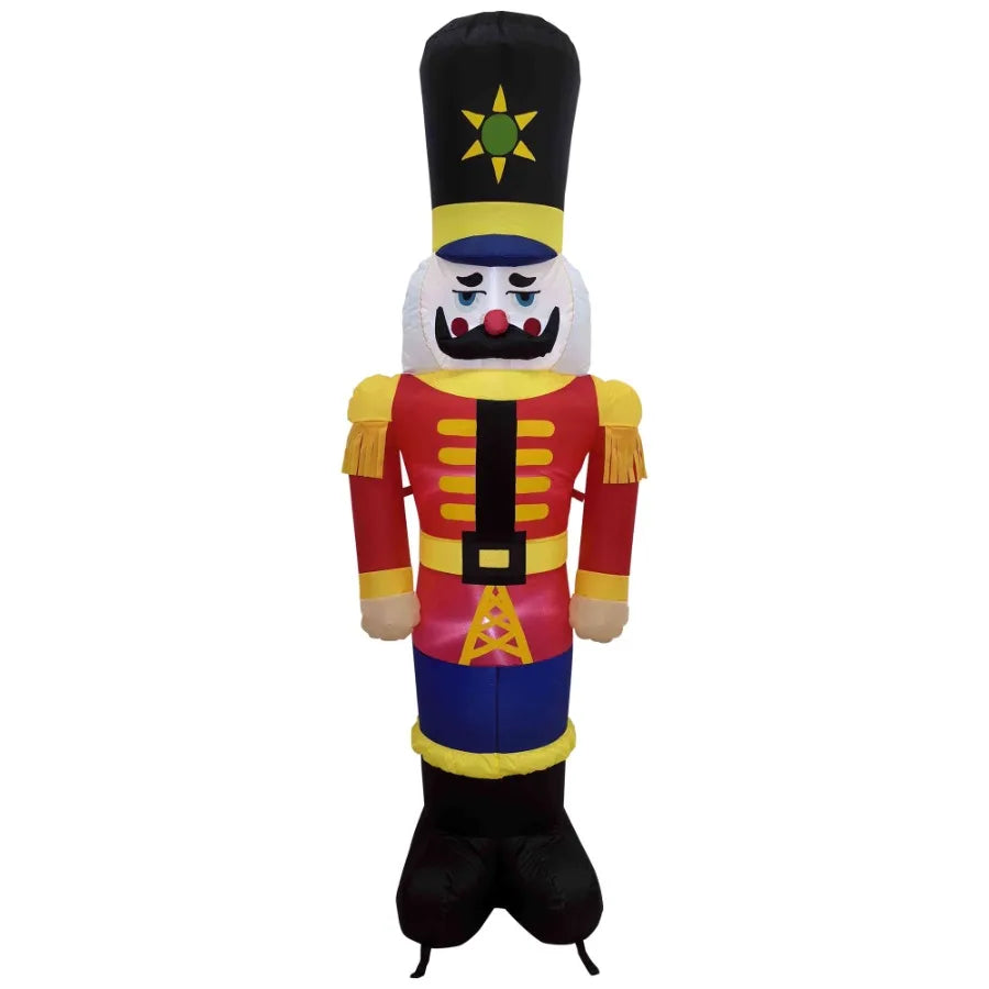 Lighted Inflatable Nutcracker Soldier Outdoor Christmas Decoration for Holiday Yard Display 6.25' Tall Animated Figure with Bri