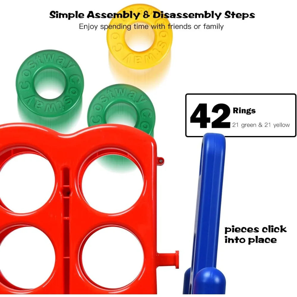 NEW Jumbo 4-to-Score Giant Game Set, 4 in A Row for Kids and Adults, 3.5FT Tall Indoor & Outdoor Game Set w/42 Jumbo Rings