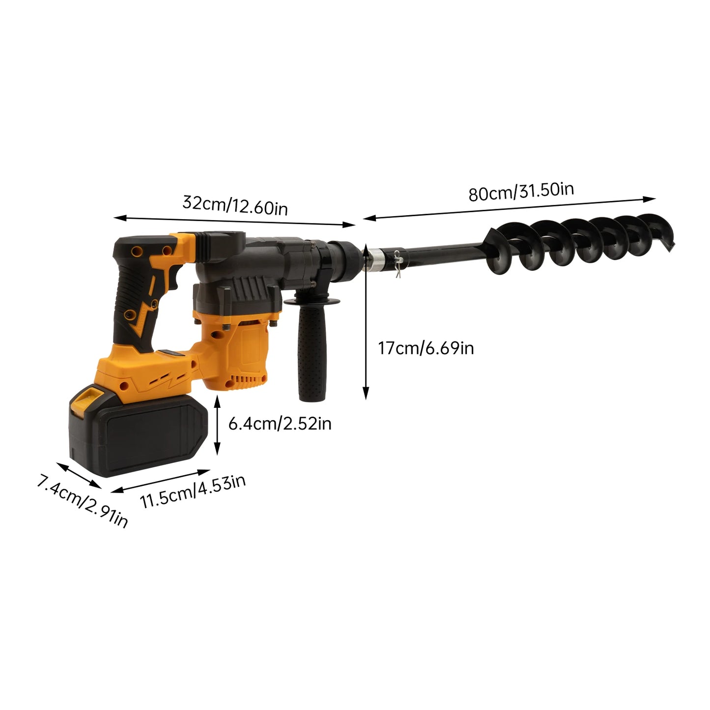Cordless Rotary Hammer Drill brushless Gas Powered Post Hole Digger for Drilling