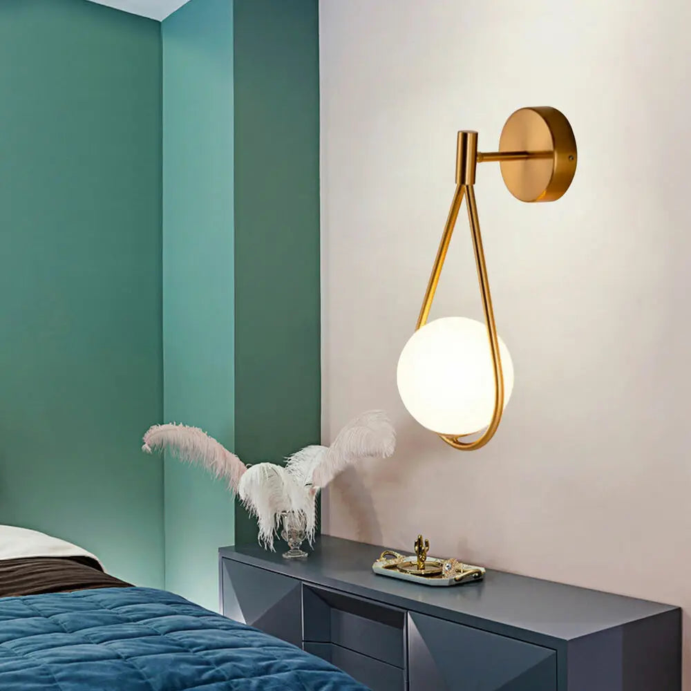 Modern Glass Ball Wall Lamp Wall Sconce Light Fixtures Fit Bathroom Bedroom Gold