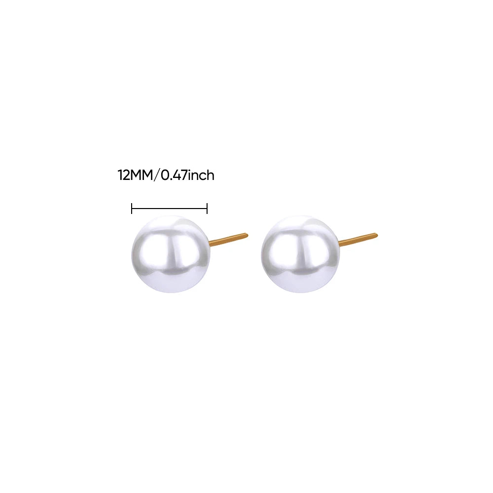 Pearl Stud Earrings for Women Stainless Steel Earrings 2024 Trend Aesthetic Piercing Ear Jewelry Couple Gift Freeshipping aretes