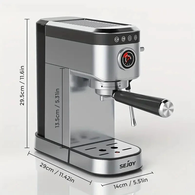 SEJOY Semi-Automatic Espresso Machines, Professional Espresso Machine with Milk Foam, Stainless Steel Expressions Machine