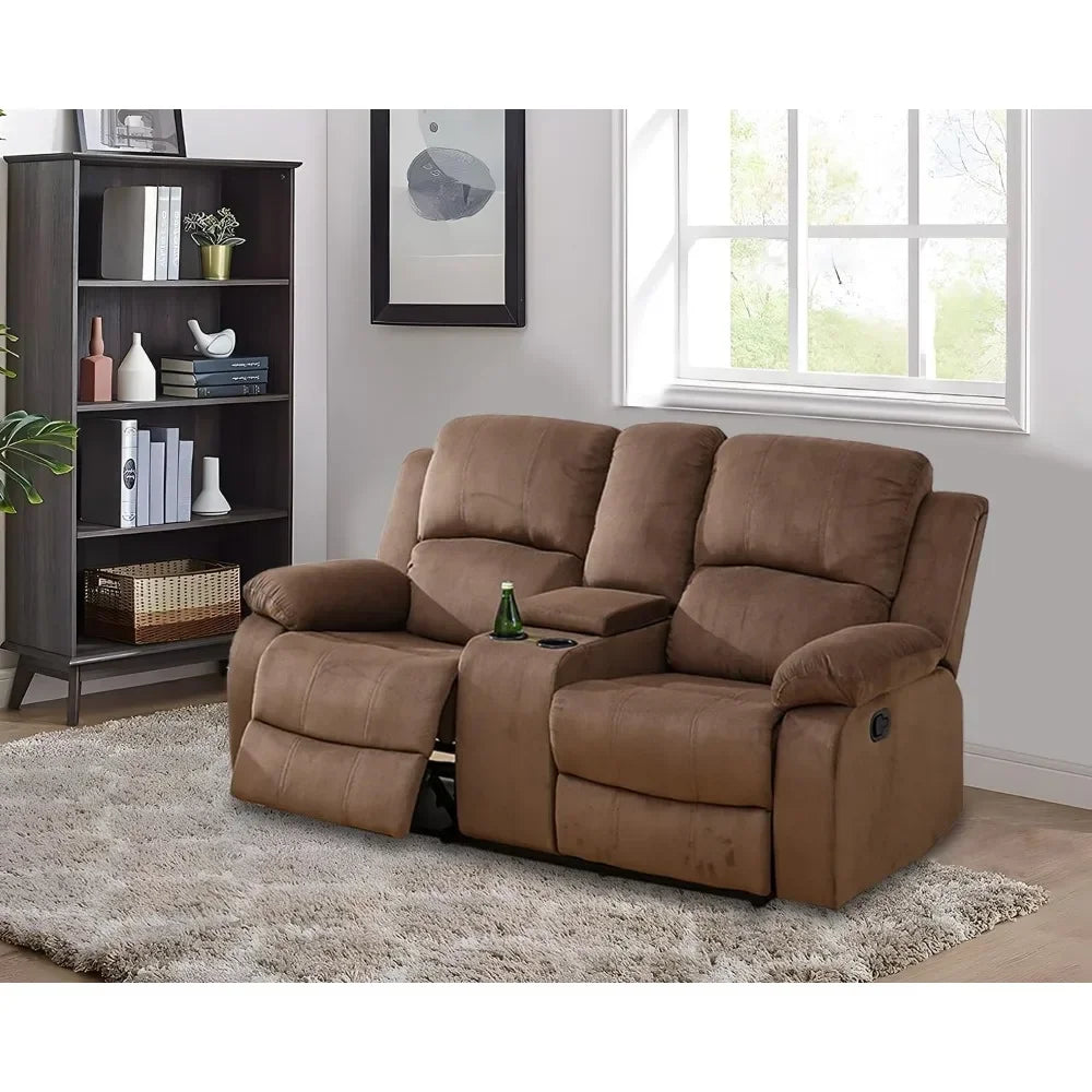 Living Room Sofa Set,3 Pieces Recliner Sofa Set Living Room Furniture, Fabric Sofa Set, Recliner Couch Set with Storage Console