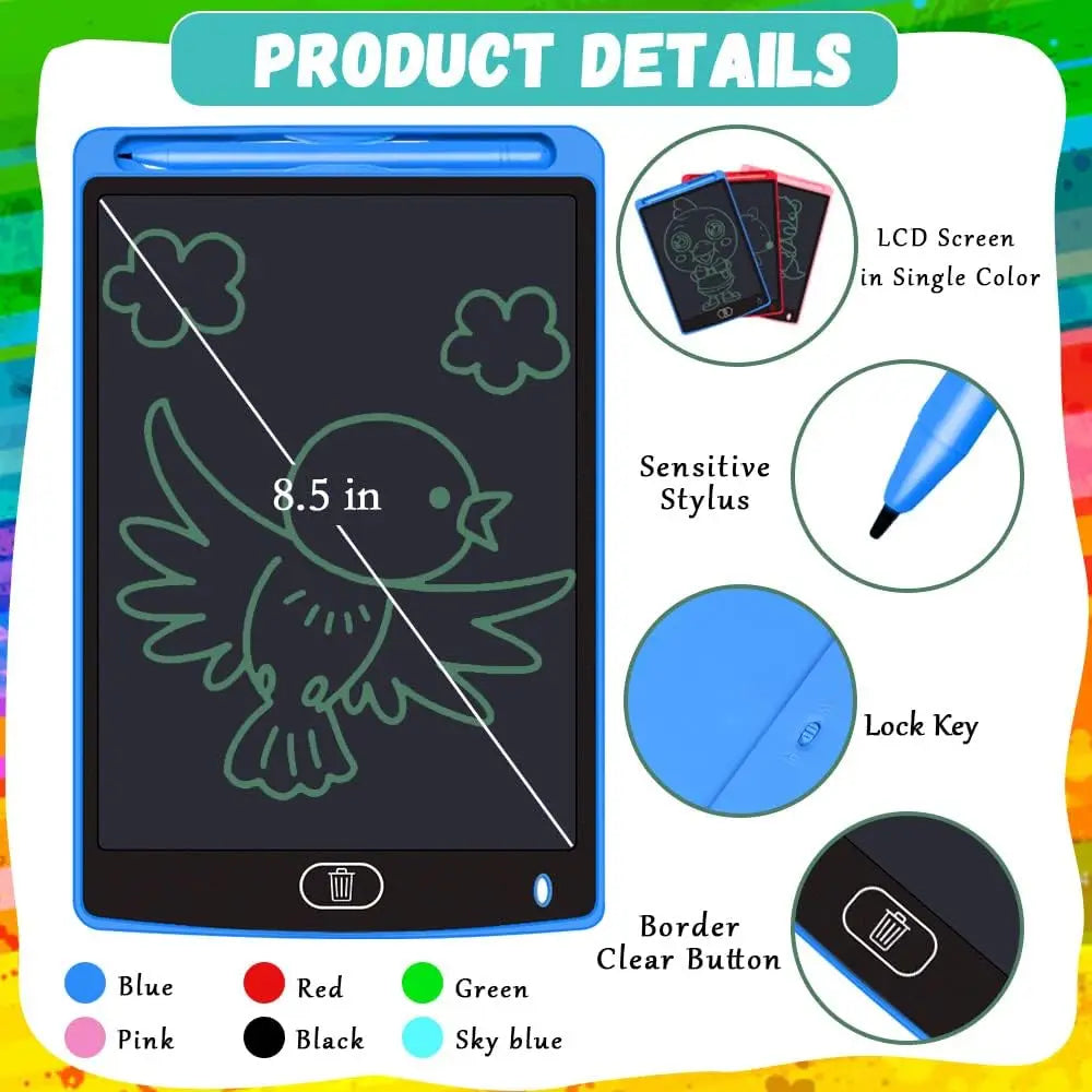 6PCS Learning Set 8.5Inch LCD Drawing Board Writing Tablet Digit Magic Blackboard Art Painting Tool Kids Toys Brain Game Gift