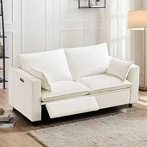 Cloud Loveseat Recliner, Deep Seat Power Sofa Recliner with Removable Cover & 2 Pillows, Double Recliner Sofa with USB Port & Ty