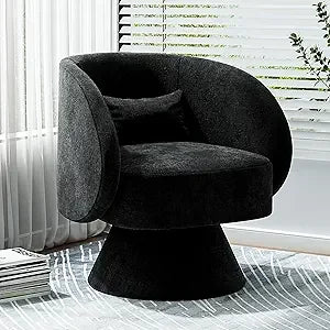 Swivel Barrel Chair, Upholstered Cuddle Accent Swivel Chairs for Living Room, 360 Degree Modern Small Round Boucle Sherpa Swivel