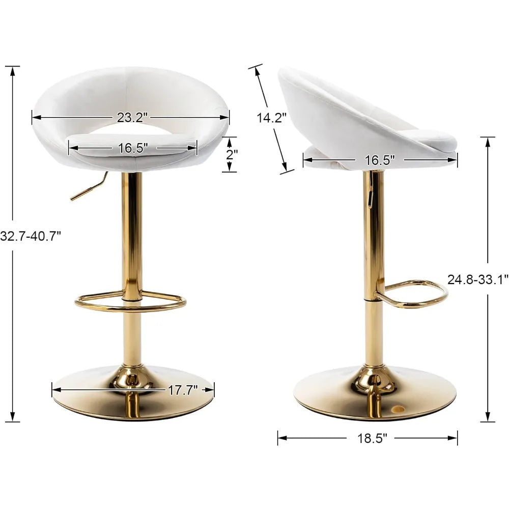 Counter Height Bar Stools Set of 4 Swivel Barstools with Low Back Modern Adjustable Bar Chairs with Gold Base Upholstered