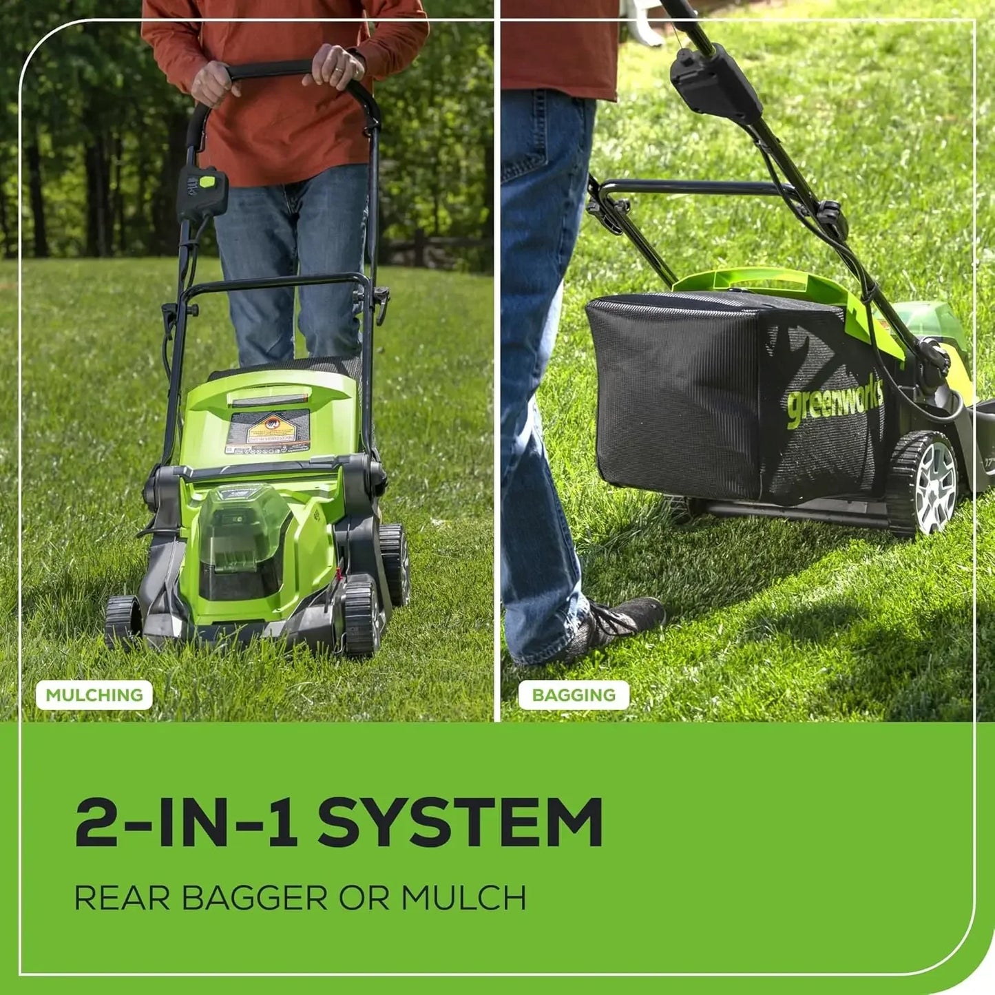 48V (2x24V) 17" Brushless Mower+12" String Trimmer +320CFM Blower,(2) 4.0Ah Batteries and 2A Dual Port Charger