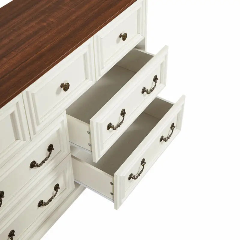 Farmhouse 7 Drawers Dresser for Bedroom Rustic Chest of Drawers with Natural Texture Vintage Design Storage