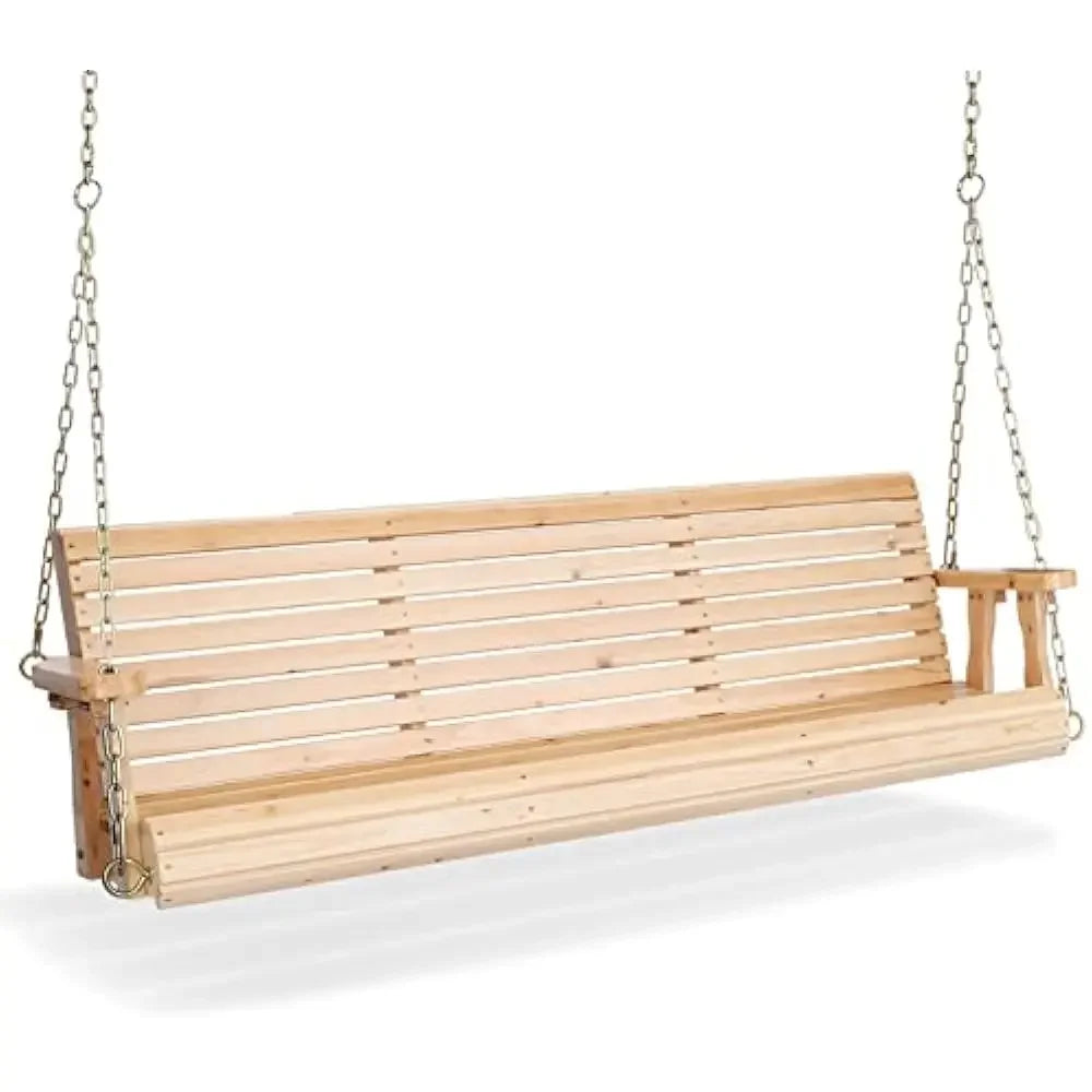 Upgraded wooden porch swings for courtyards and gardens, heavy-duty 880 pound outdoor swing benches with hanging chains