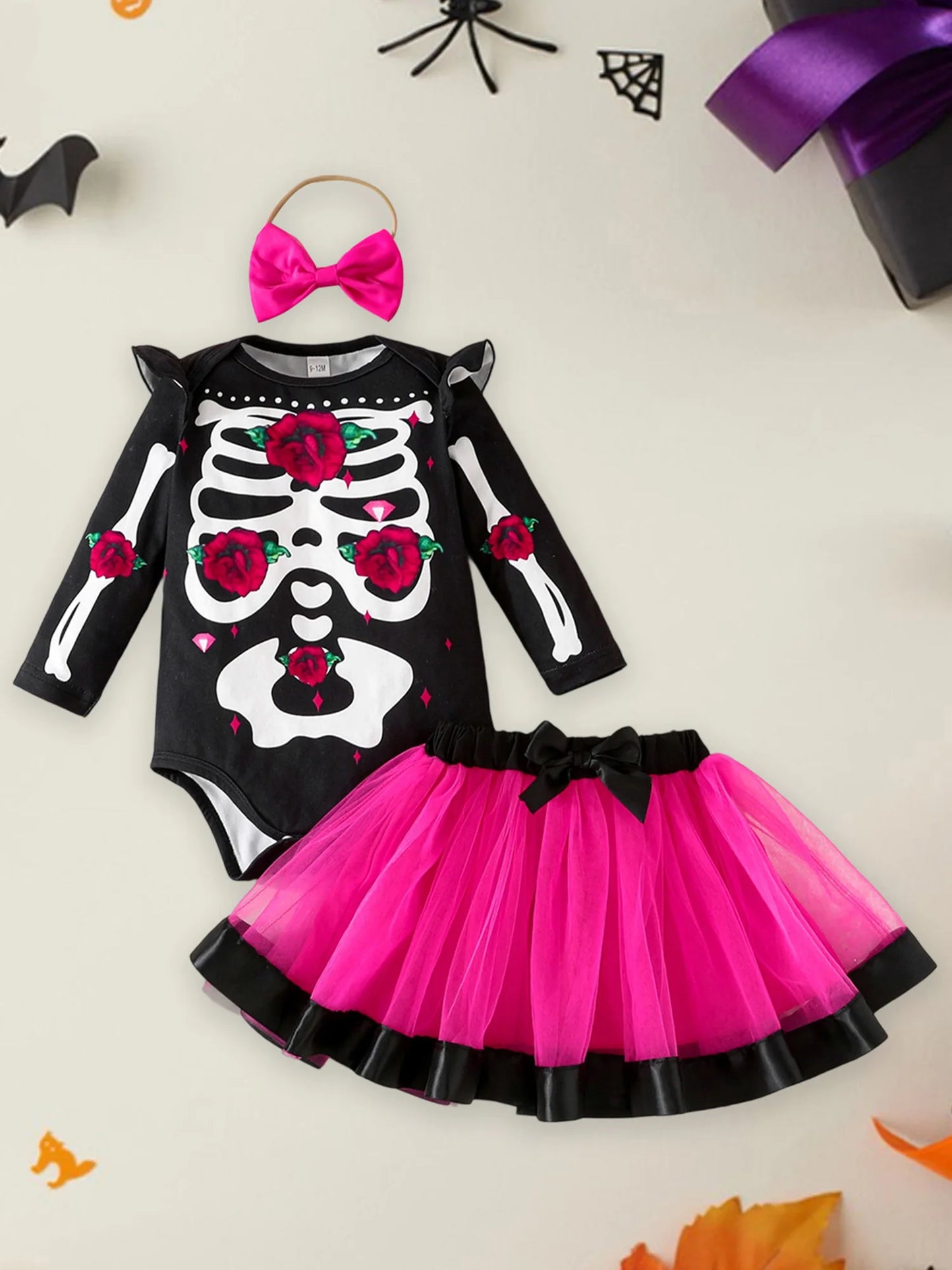 Toddler Boy Halloween Costume Pumpkin Print Long Sleeve Romper with Hat and Pants 3 Pcs Set for Fall Party