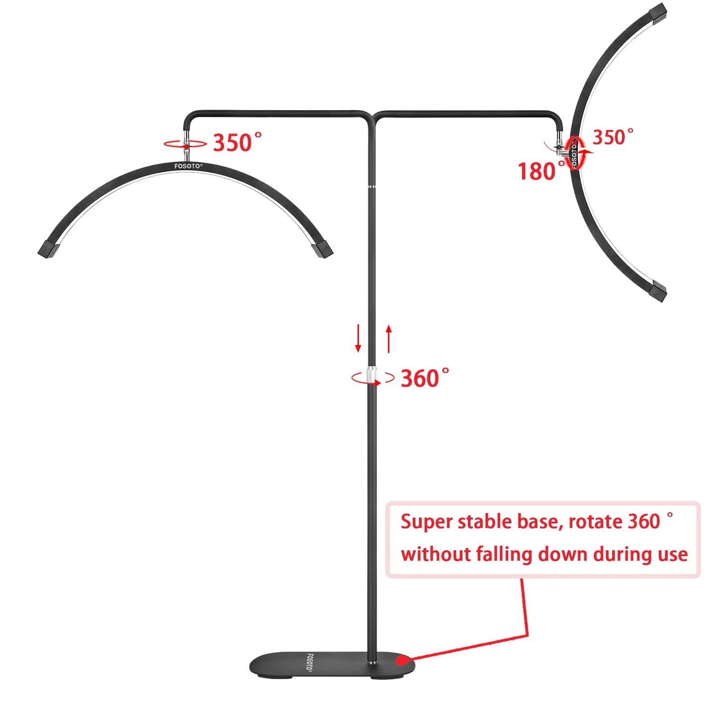 Fosoto multi-directional Half-Moon Light LED Light Light With Tripod Stand For Beauty Eyelash Makeup Tattoo TikTok Video