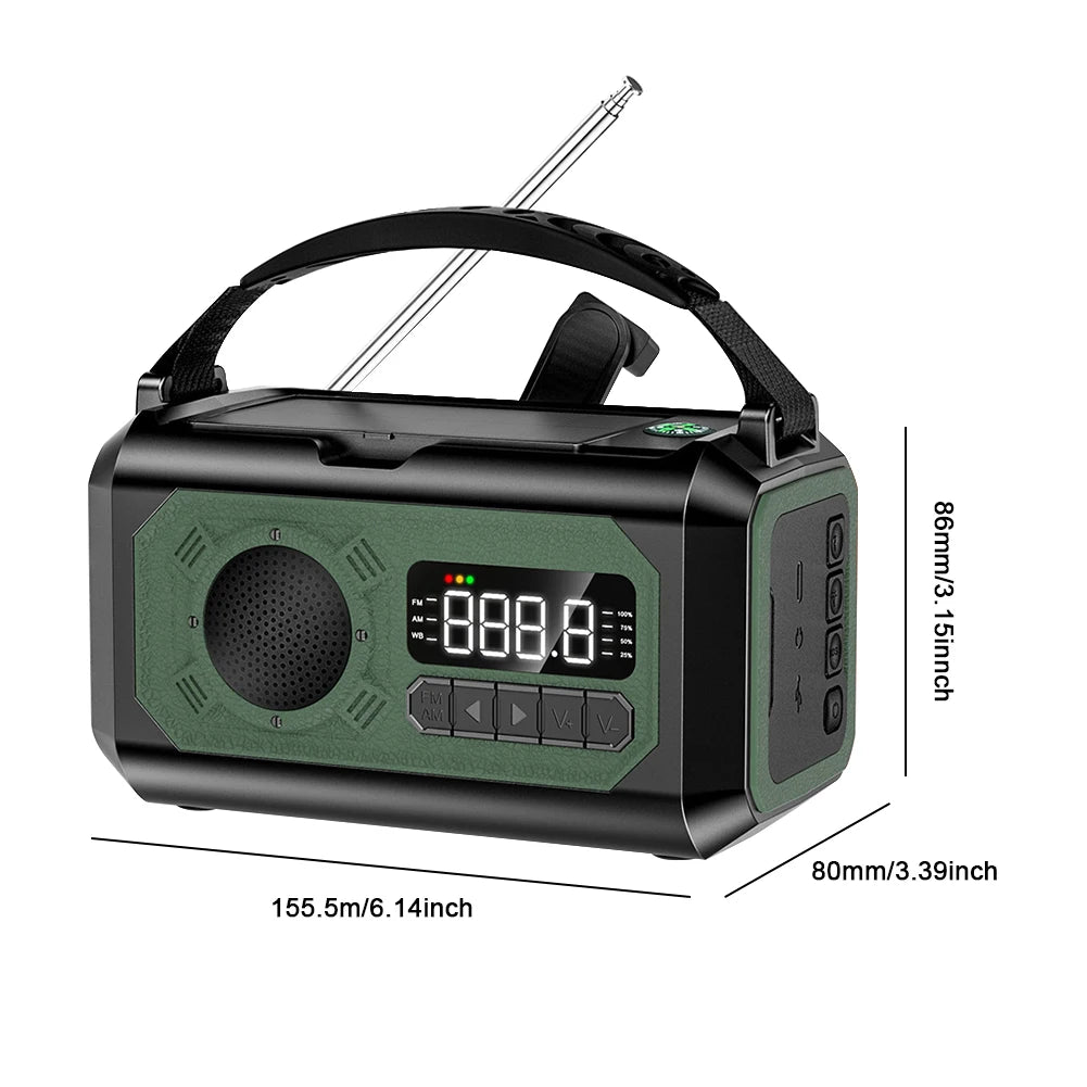 12000mAh AM/FM/NOAA emergency radio survival with crank battery operated radio solar Hand Crank SOS Alarm small portable radio