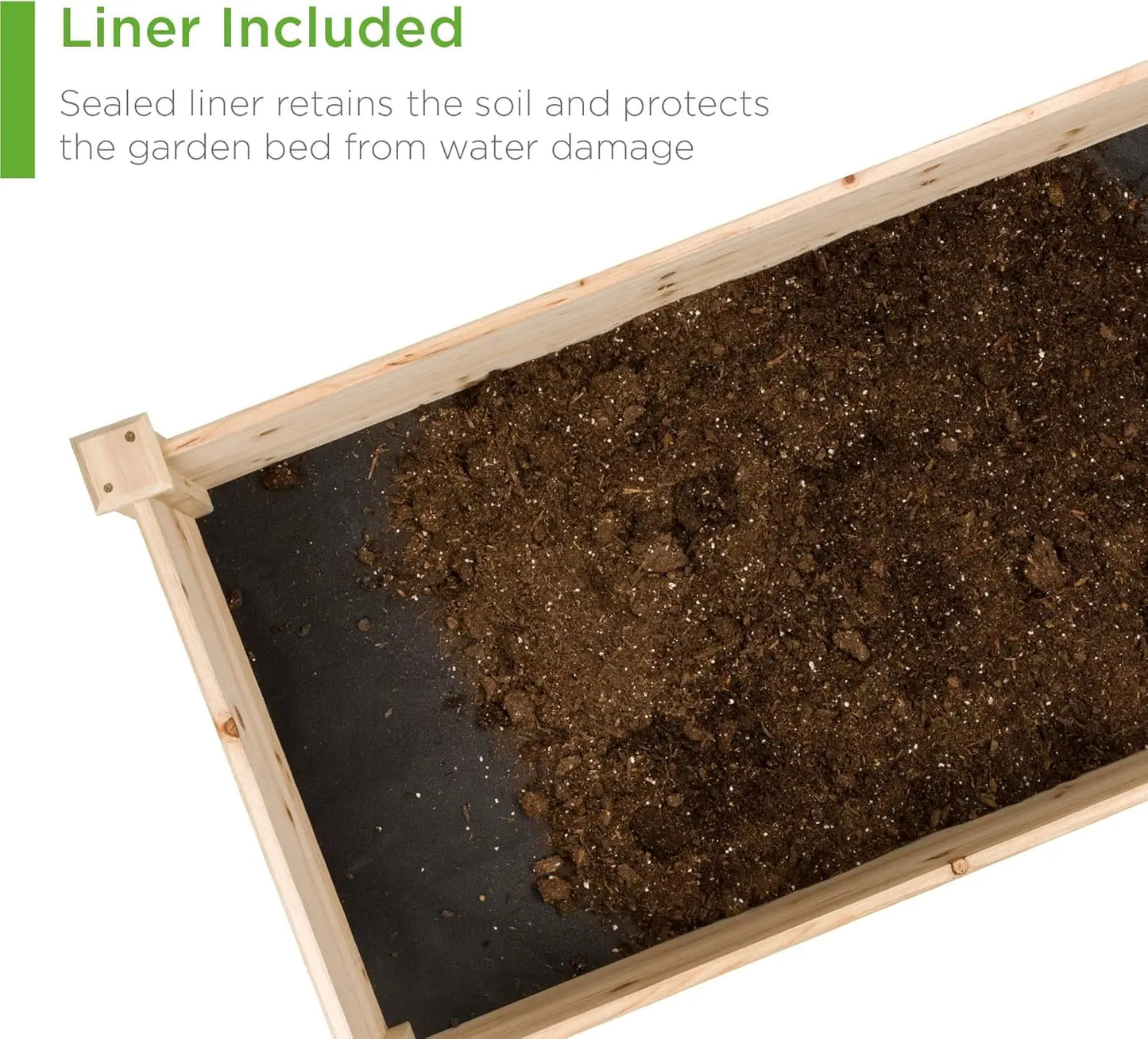 8x2ft Outdoor Wooden Raised Garden Bed Planter for Vegetables, Grass, Lawn, Yard - Natural