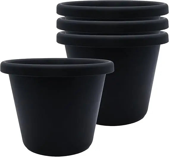 The HC Companies Classic Round Plastic Plant Pot w/Rolled Rim - Lightweight & UV Resistant Flower Pot for Herbs & More - Outdoor