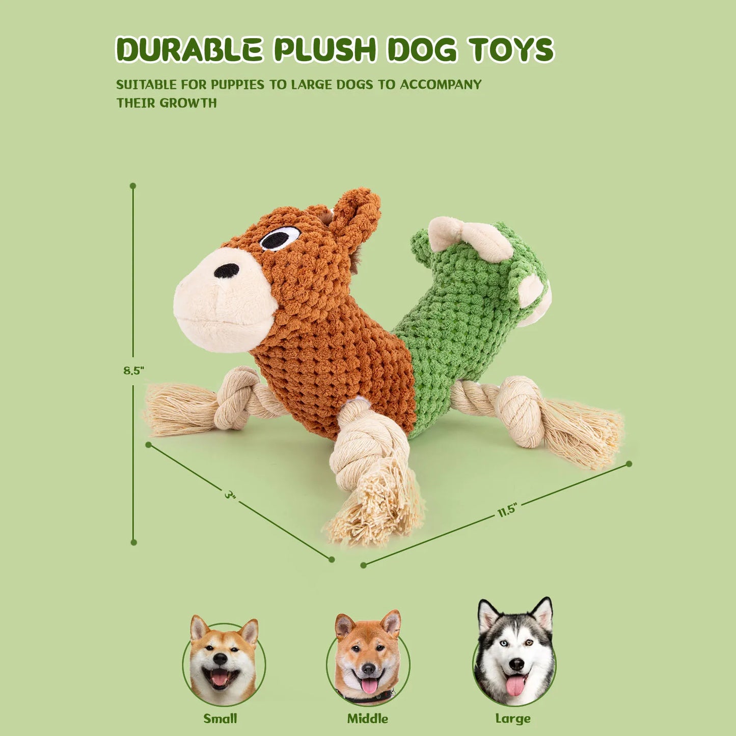Squeaky Dog Squeaky Dog Cow and Horse Double Headed Plush Dog Chew for Small Medium Large Dogs Plush Squeaky Dog