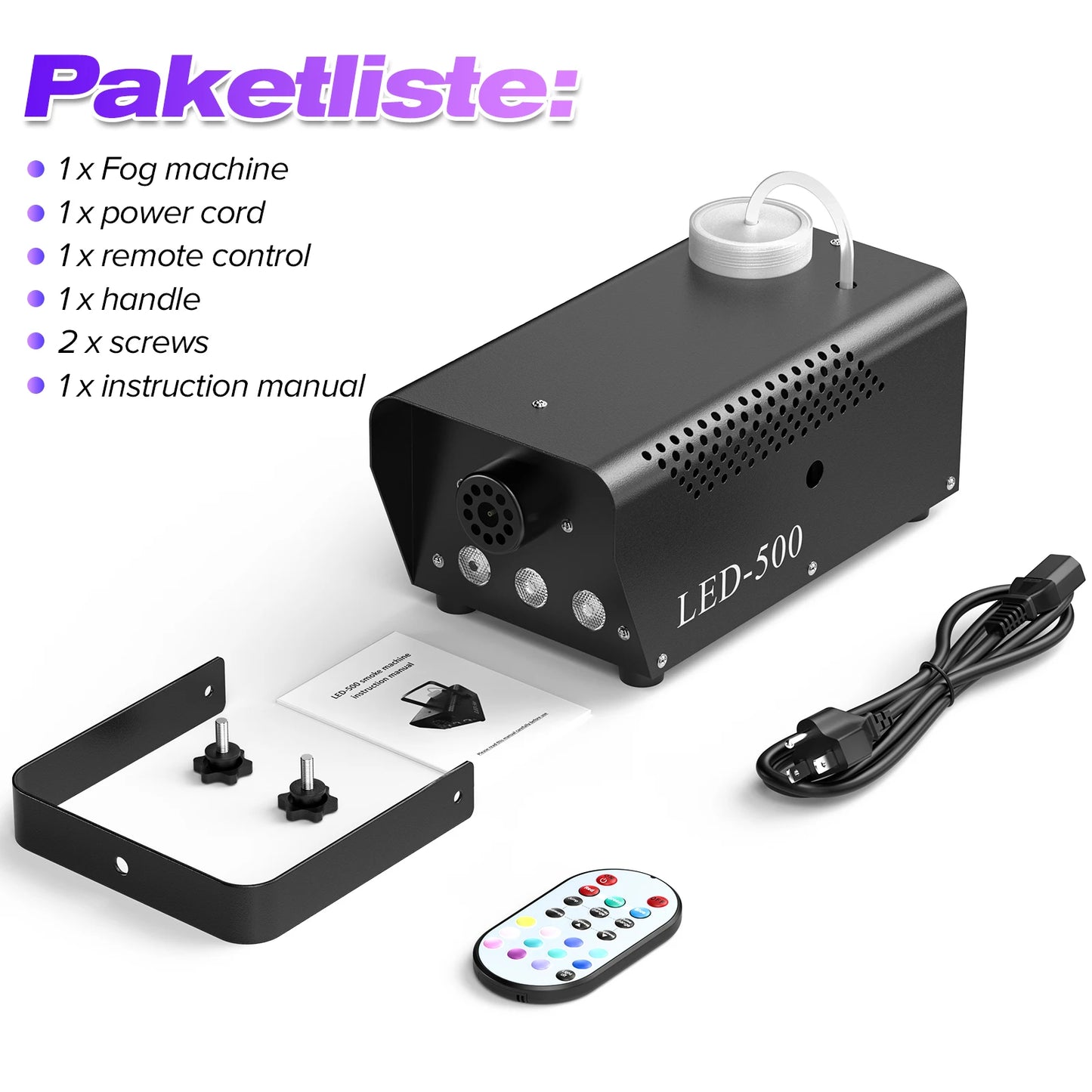 Yiflamefly Mini 500W RGB Smoke Machine Wedding Smoke Fog Machine Parties Club Remote Fog Ejector for DJ Wedding Party Concert
