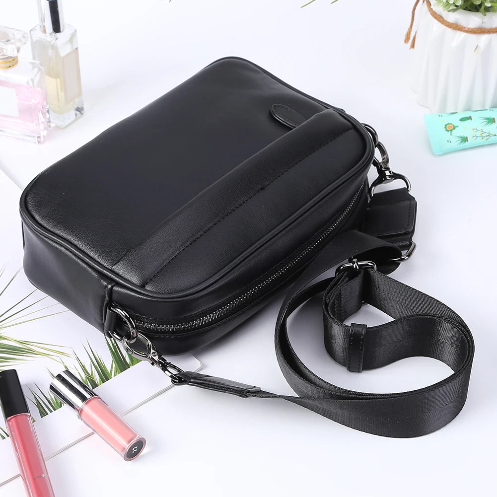 Casual Business Shoulder Bag for Men PU Leather Messenger Bag Wide Strap Crossbody Bags Classic Plaid Designer Male Sling Bags
