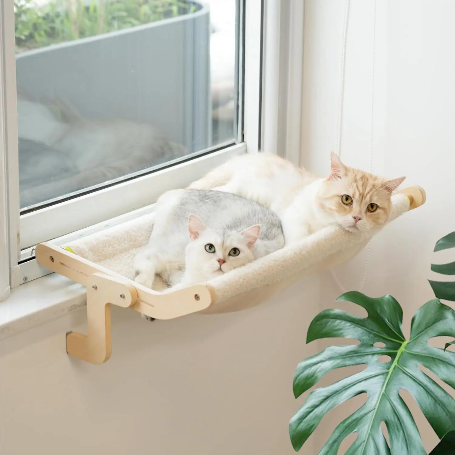 Mewoofun Cat Window Perch Lounge Mount Hammock Bed Beige
