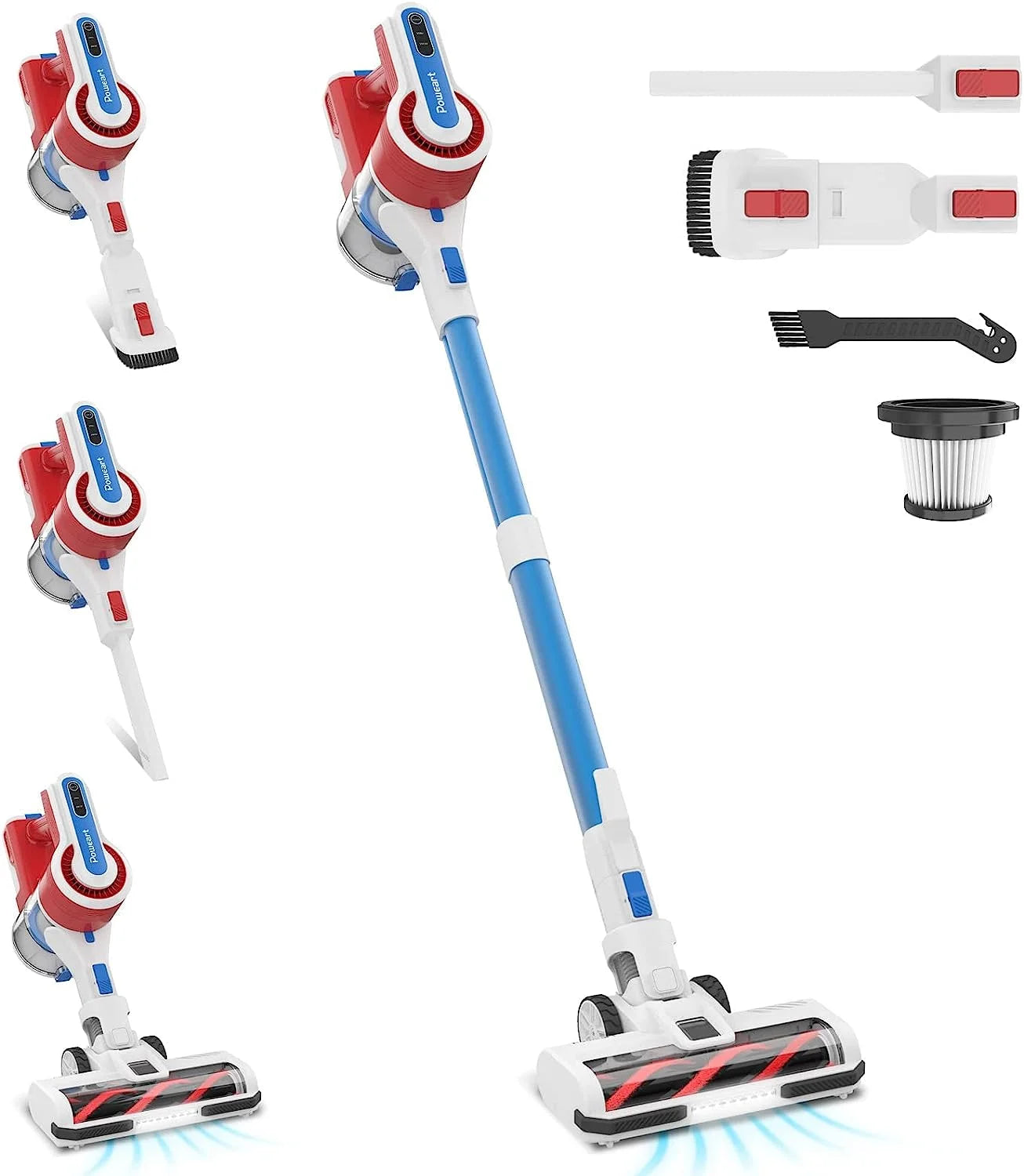 Poweart V80 30KPa Stick Cordless Vacuum Cleaner Up to 45min Runtime 8-in-1 Stick Vac for Hardwood Floor Pet Hair Home Appliance