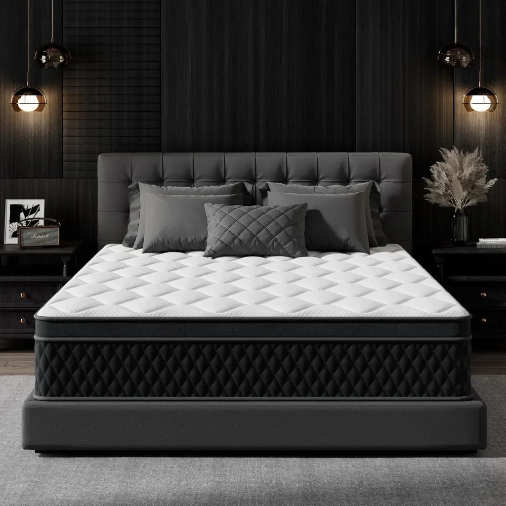 King Hybrid Mattress 10" Thick – Pocketed Coils & Memory Foam Motion-Free Bed (Gel Cooling, 10-Year Warranty)