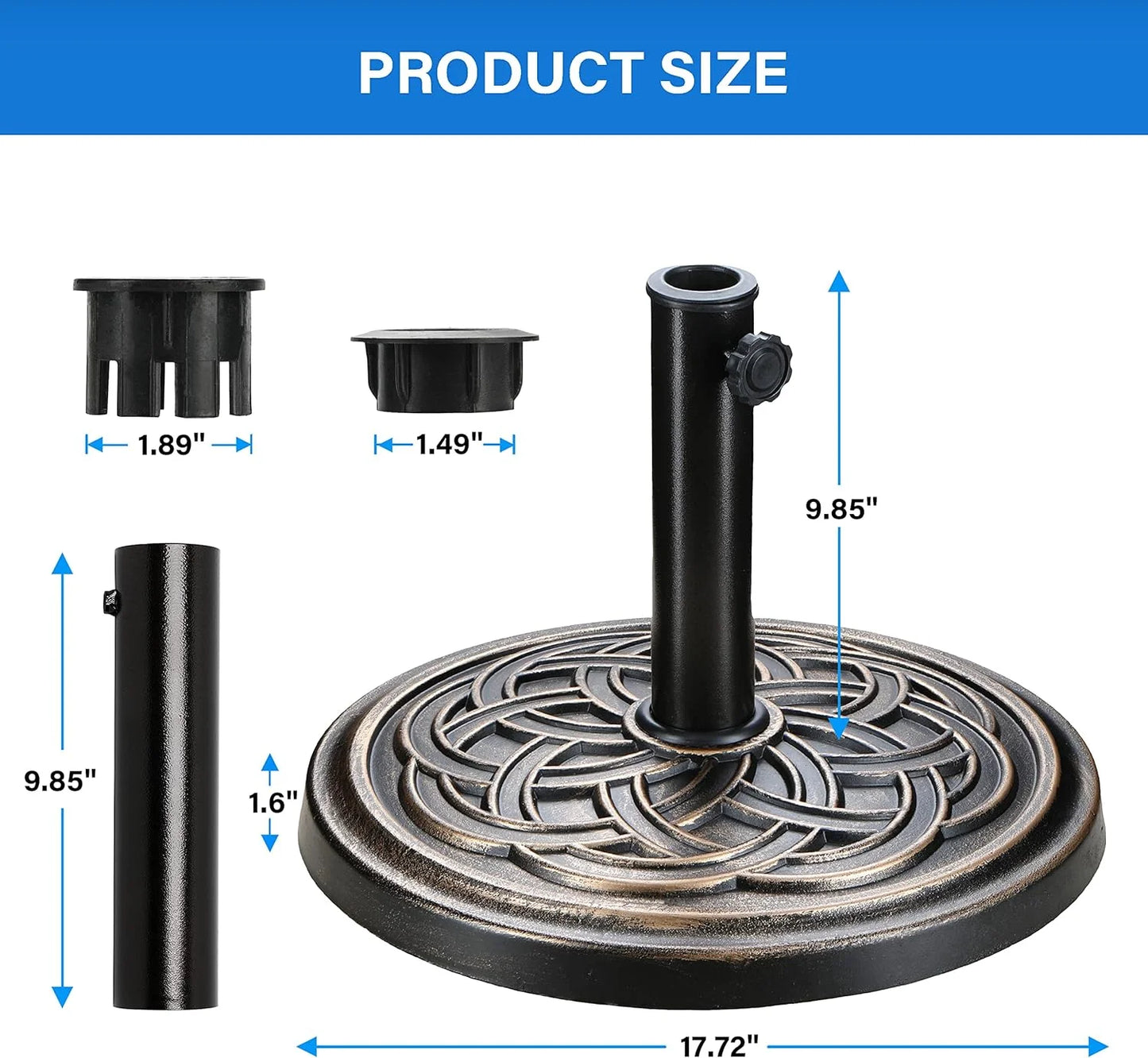 9' Outdoor Patio Umbrella, Market Table Umbrella with 8 Sturdy Ribs, Push Button Tilt and Crank for Garden, Yard, Pool