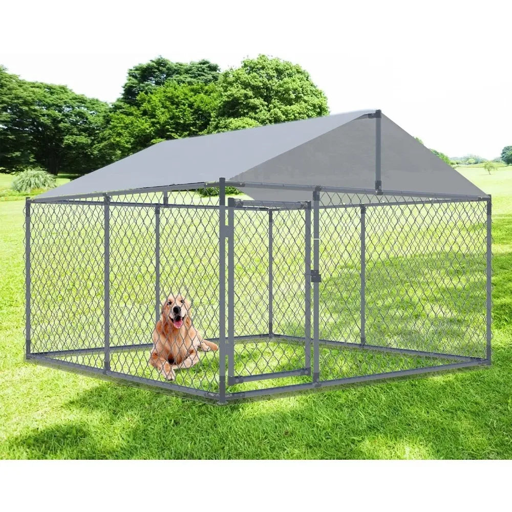 Dog Kennels Outdoor Large Dog Cage Heavy Duty Dogs House Extra Wide Outside Pet Kennels with Water-Resistant Cover