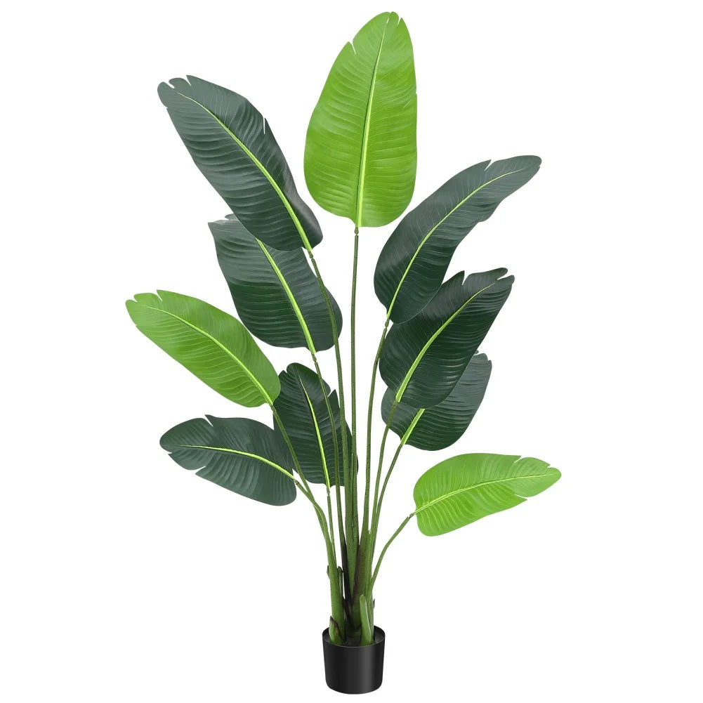 Artificial Bird of Paradise Plant 4/5 FT Fake Palm Tree for Indoor Outdoor Faux Plants for Home Office Perfect Housewarming Gift