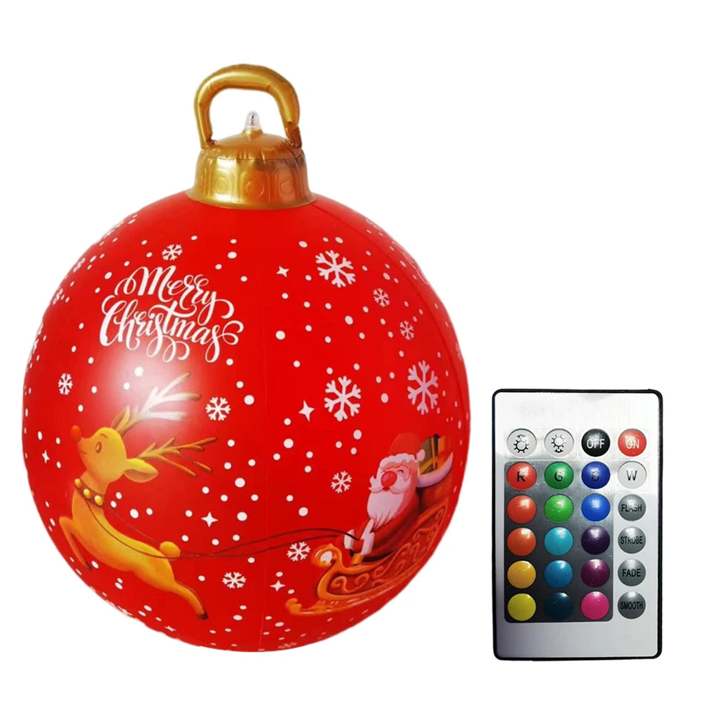 Luminous LED Christmas Balloon with Lights 60cm Inflatable Toy Ball Waterproof PVC Giant Balls Toy Holiday Yard Lawn Porch Decor
