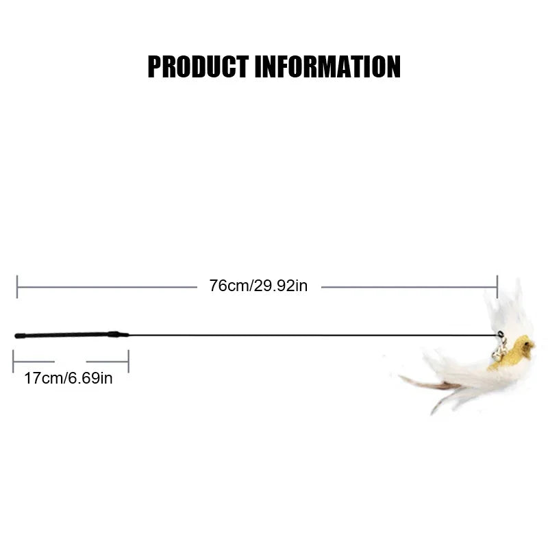 Pet Head Rod Wire Toys Cat Cat Funny Interactive Cat Accessories Stick Replaceable Bell Fish Fishing Feather Funny Rod Teaser