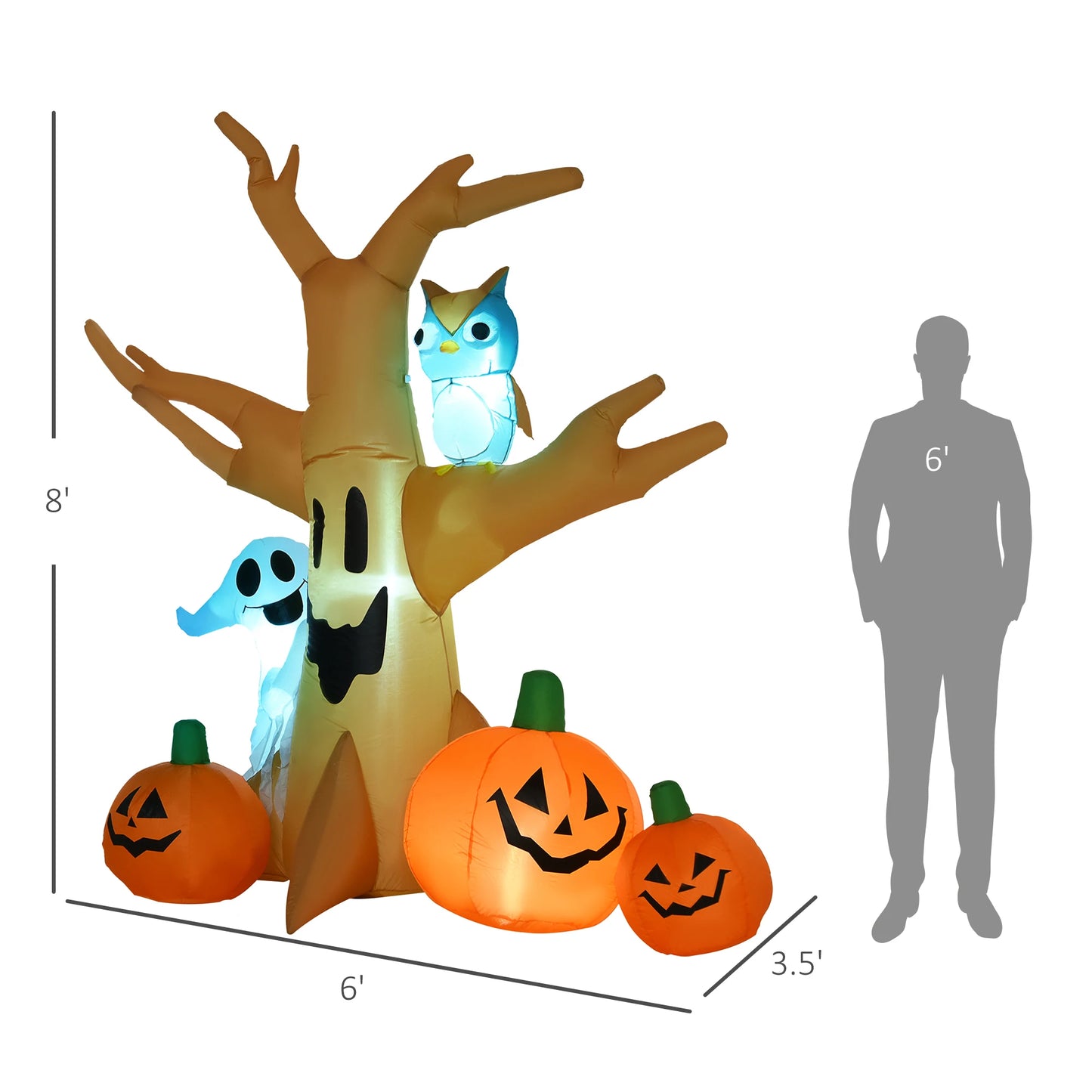 7.5' Cute Decorative Outdoor Halloween Inflatable Creepy Haunted Tree Yard