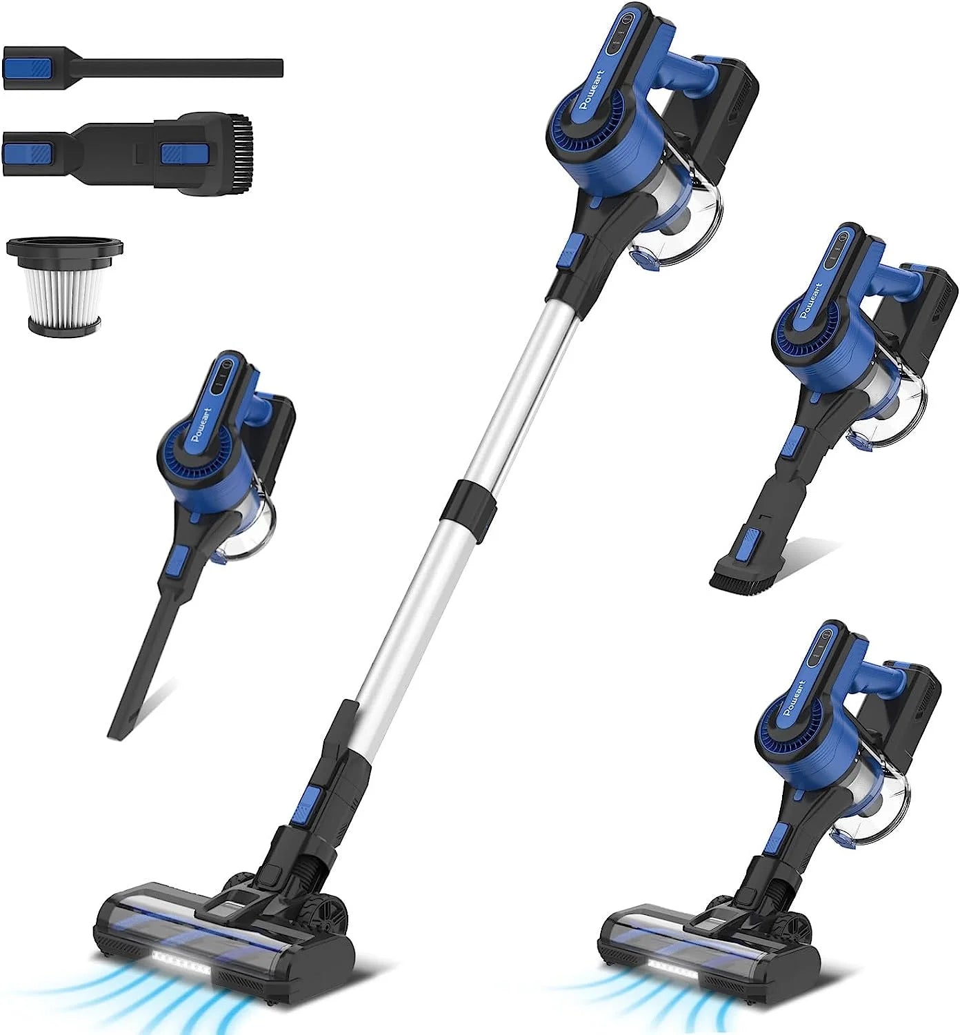 Poweart V80 30KPa Stick Cordless Vacuum Cleaner Up to 45min Runtime 8-in-1 Stick Vac for Hardwood Floor Pet Hair Home Appliance