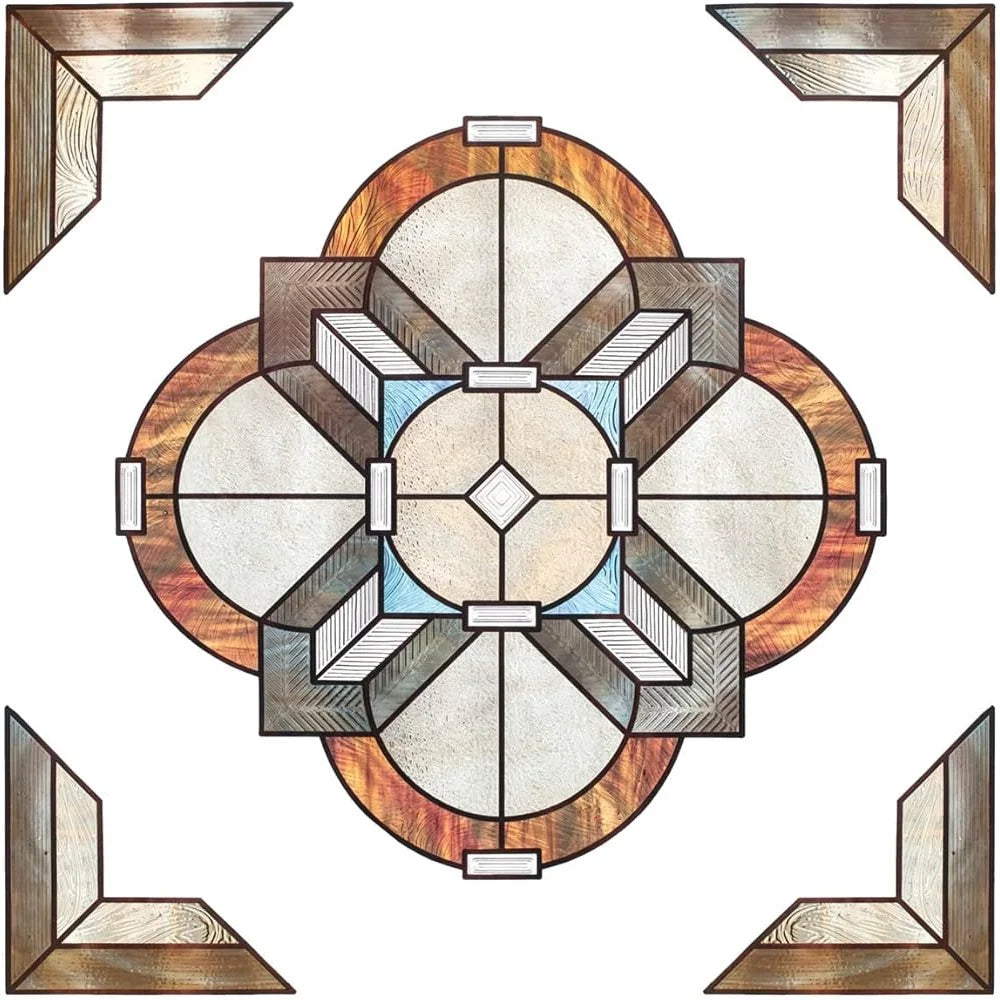 Decorative Window Film Stained Glass Pattern Non-Adhesive Easy Apply UV Protection Privacy Film Home and Office Use