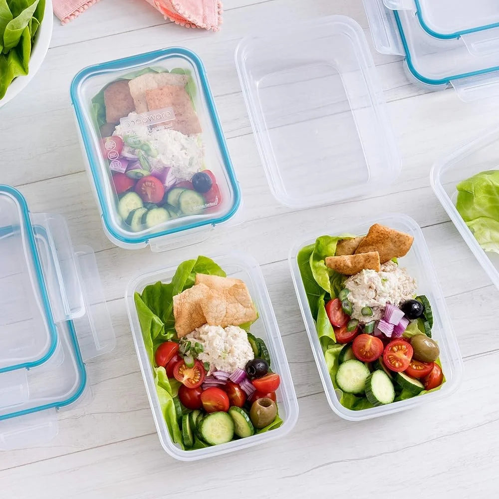 5-Pack Leakproof Airtight Food Storage Containers Set with Write Erase Labels Rectangular Tupperware Meal Prep Dishwasher