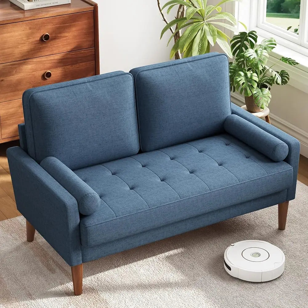 Loveseat Sofa with Throw Pillow, 48" Small Couches, Love Seat for Living Room, Bedroom, Easy Assembly, Living Room sofa