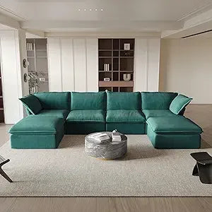 U-Shaped Couches for Living Room, Convertible Sectional Sofa, 162" Modern Deep Seat Soft Cloud Couch, Modular Sectional Sofas wi
