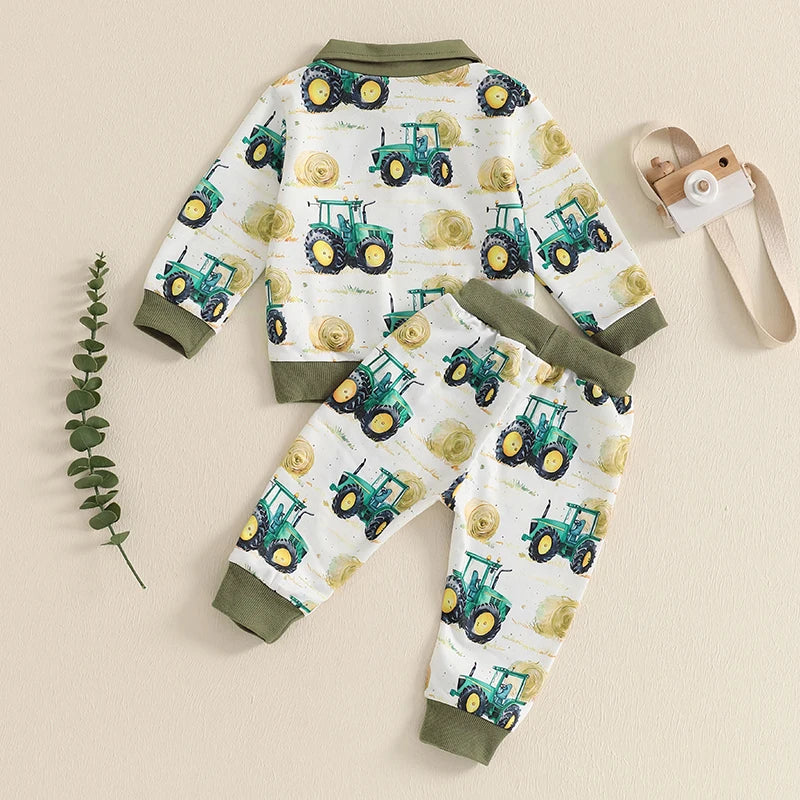 Baby Boys 2-Piece Set Dinosaur Print Hooded Sweatshirt Long Sleeve Top and Pants Outfits for Toddler Boys
