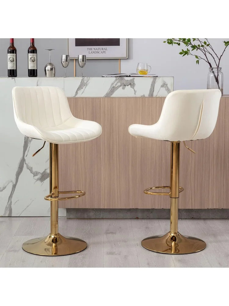 Bar Stools Set of 4, Swivel Counter Height Barstools with Back, Modern Gold Kitchen Island Stools for Breakfast Bar, Arml